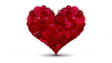 Dişlilerden yapılmış mekanik kırmızı kalp, tekno stilde aşkın temasıdır. Aşkın tatili beklentisiyle