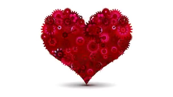 Coração Vermelho Mecânico Feito Engrenagens Tema Amor Estilo Techno Antecipação — Vídeo de Stock