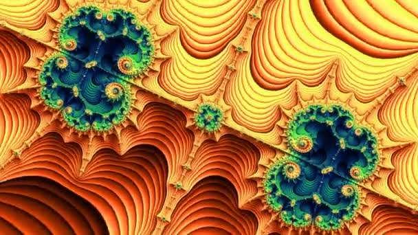 Fractal sequence patterns Yellow Blue Green 3D. — Stock Video