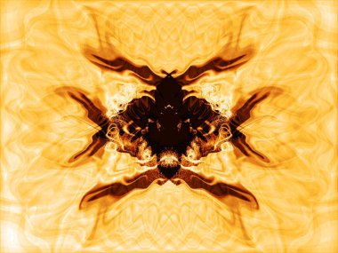 Altın renklerinde soyut bir arka plan. Sarı-kahverengi kesişen çizgiler tuhaf desenlerle kesişir..