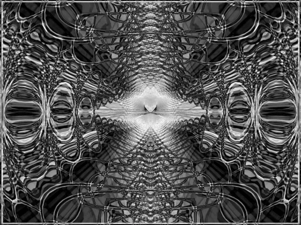 Геометрична Абстракція Чорно Білого Кольору Металеві Переплетення Смуг Переплітаються Химерні — стокове фото