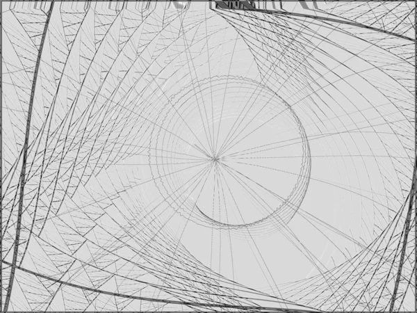 Γεωμετρική Αφαίρεση Ασπρόμαυρο Μεταλλικά Τέμνονται Λωρίδες Διαπλέκονται Παράξενα Μοτίβα — Φωτογραφία Αρχείου