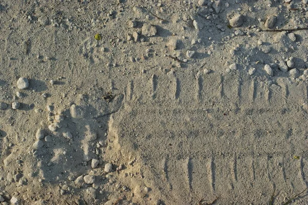 Tekstura Żwiru Łamanej Cegły Śladami Opon Samochodowych Widok Góry — Zdjęcie stockowe
