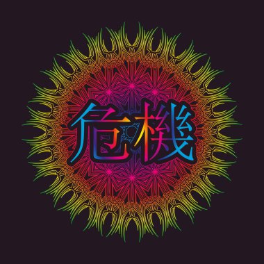 Çince ya da Japonca kriz kelimesi bir süs eşyası olarak arabesk ya da mandala şeklinde yazılmıştır.