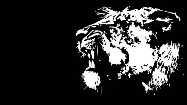 Lion Qui Sort Obscurité Dessin Logo Vectoriel Sur Fond Blanc — Image vectorielle
