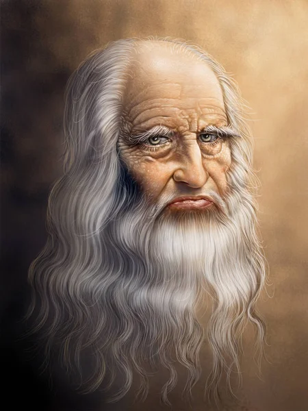 Digital painting version of the original portrait of Leonardo — Stock Photo, Image