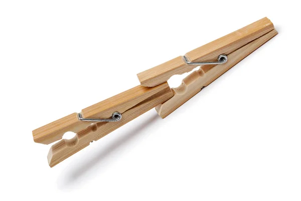 Drewniane clothespin na białym tle — Zdjęcie stockowe