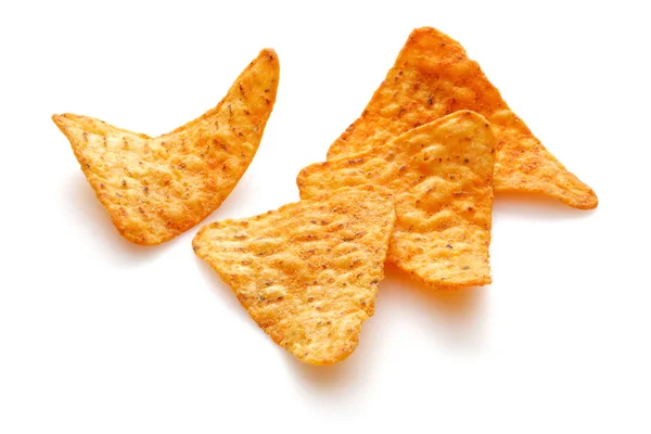 Chipsy kukurydziane w kształcie trójkąta izolowane — Zdjęcie stockowe