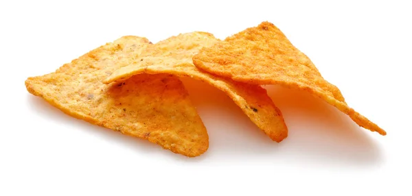 Heap de Taco Chips isolado em branco — Fotografia de Stock