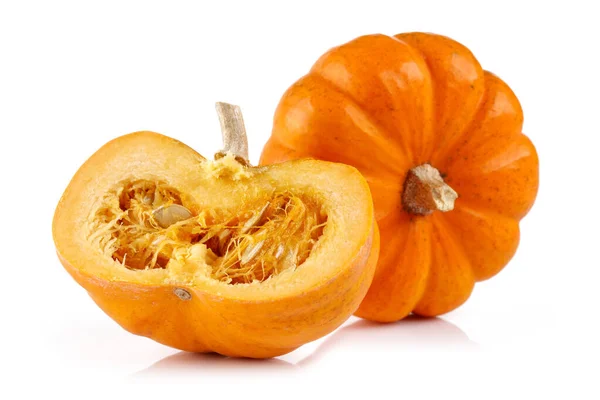 Half Whole Mini Pumpkin Isolated White Background — 스톡 사진