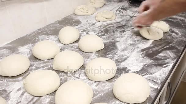 Masa hecha a mano Amasada Panadería — Vídeos de Stock