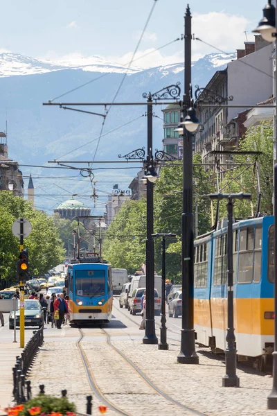 Σόφια Βουλγαρία γέφυρα Lions τραμ — Φωτογραφία Αρχείου