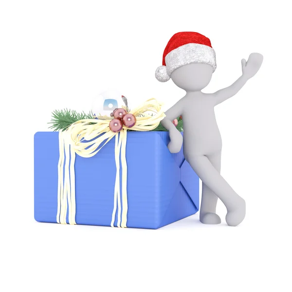 3d model lean on the christmas gift box — Stock fotografie