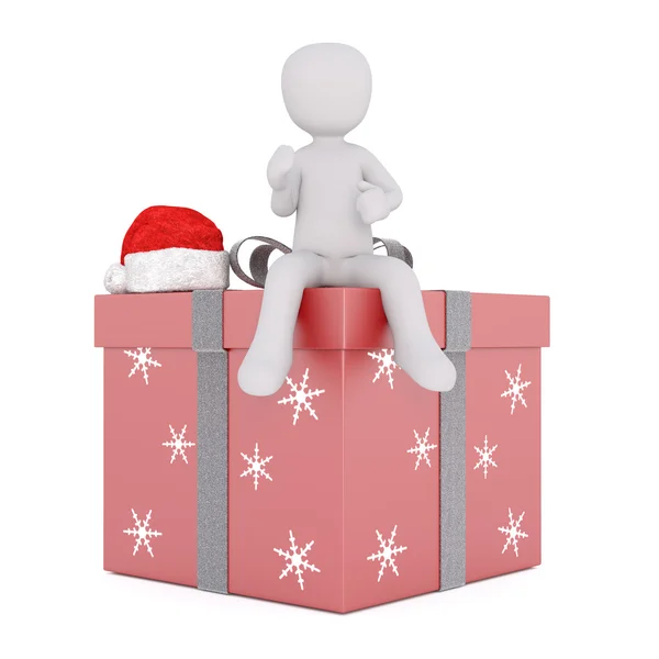 3d model sitting on the christmas gift box — Stockfoto