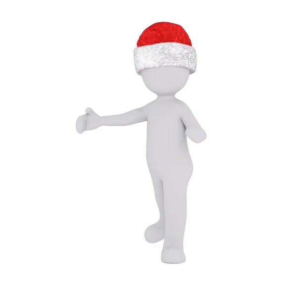 Kleine 3D-Figur im Weihnachtsmann-Hut — Stockfoto