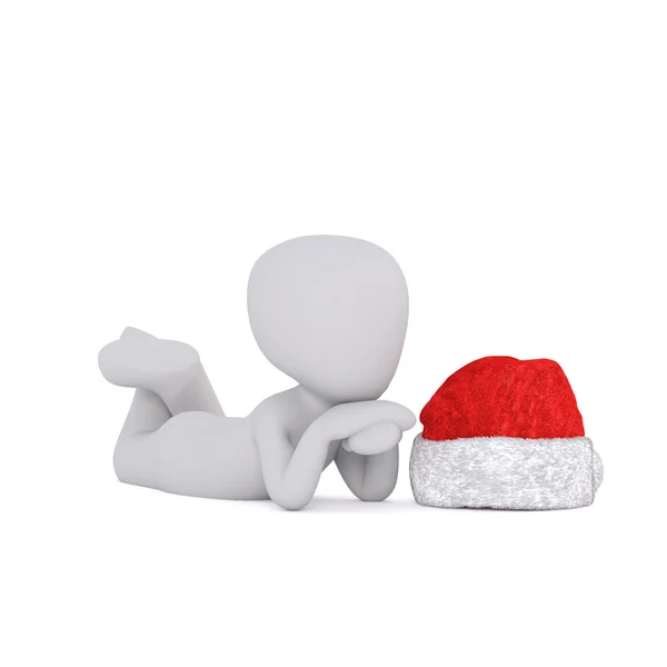 Trochę postać 3d w santa hat — Zdjęcie stockowe