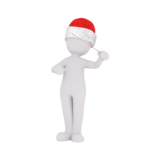 Little 3D character in santa hat — ストック写真