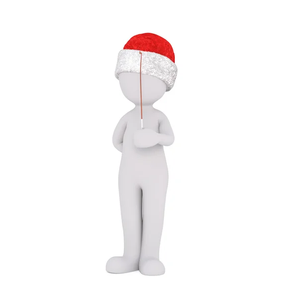 Little 3D character in santa hat — ストック写真
