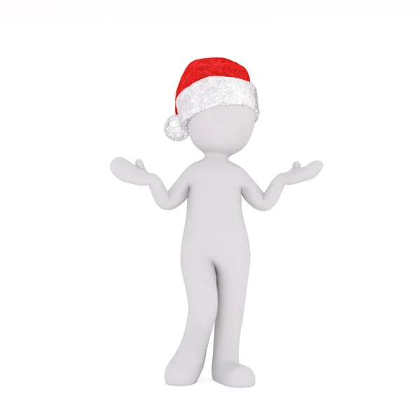 Little 3D character in santa hat — ストック写真