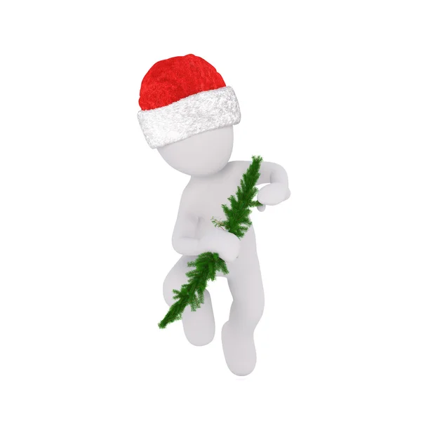 Kleine 3D-Figur im Weihnachtsmann-Hut — Stockfoto