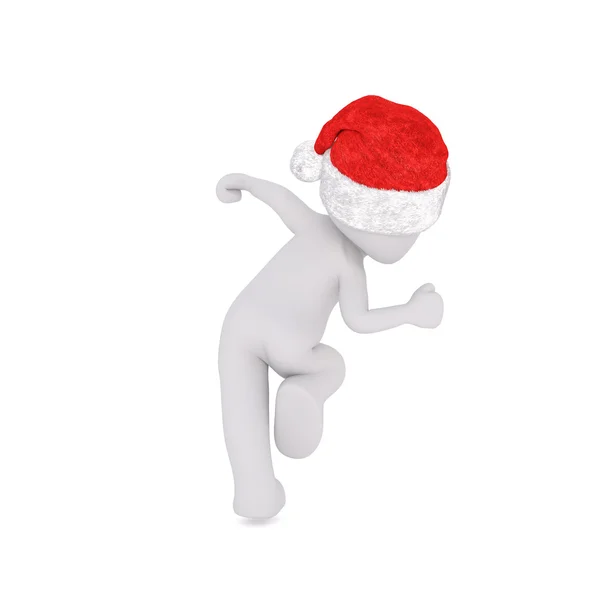 Little 3D character in santa hat — ストック写真