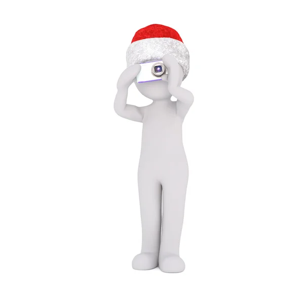 Маленький 3D-персонаж в шляпе Санты — стоковое фото