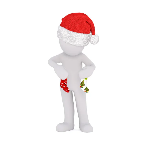 Little 3D character in santa hat — Stockfoto