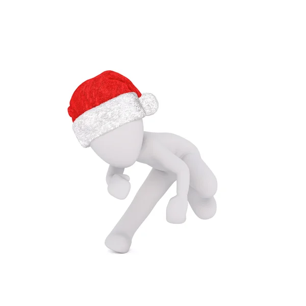 Little 3D character in santa hat — Stock Photo, Image