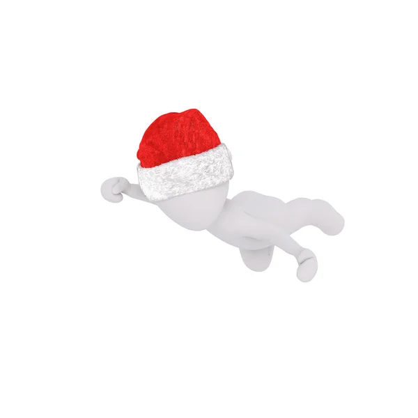 Little 3D character in santa hat — ストック写真