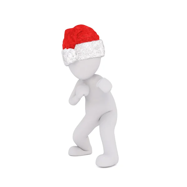 Punching or reaching out figure in santa hat — ストック写真