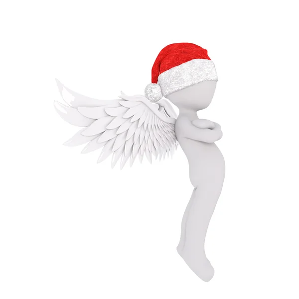Cute 3D figure in angel wings and red hat — Φωτογραφία Αρχείου