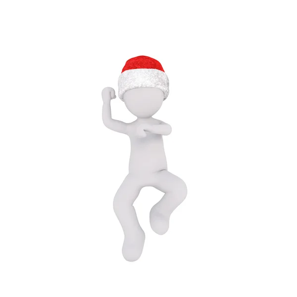 Dancing 3D figure in Christmas hat — Stockfoto