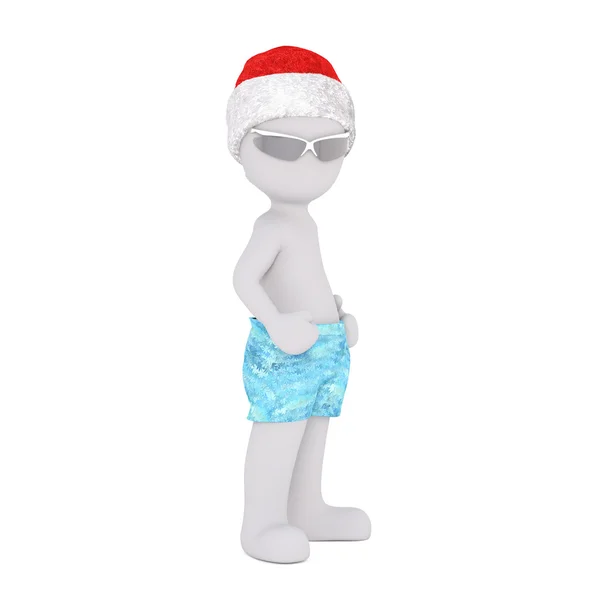 Figura 3D en sombrero de Santa rojo — Foto de Stock