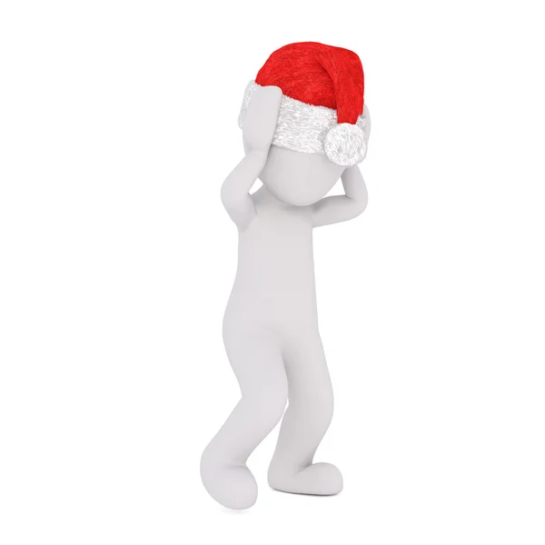 3D figure in red Santa hat — Stock Photo, Image