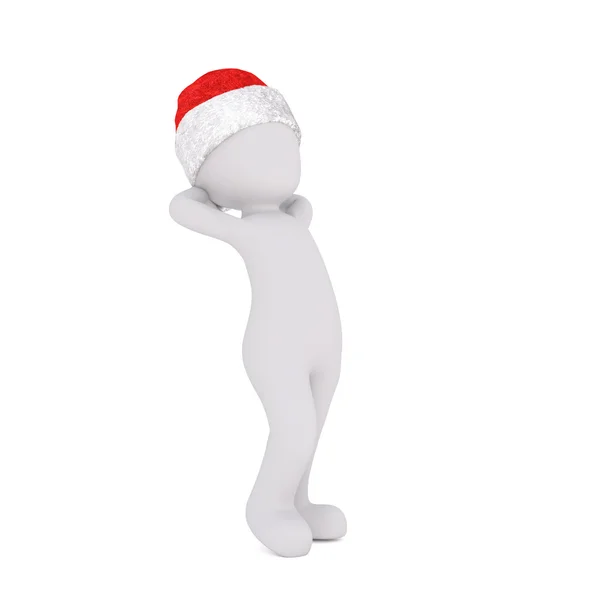 Calm 3D figure in red hat with hands behind head — Stock Photo, Image