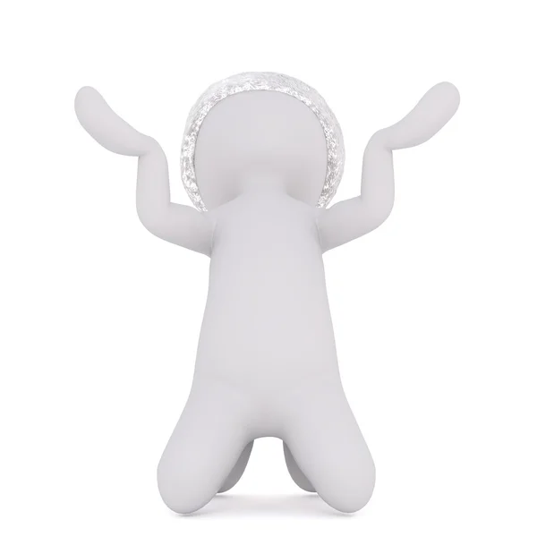 Figura 3D in cappello con entrambe le mani in alto in aria Foto Stock