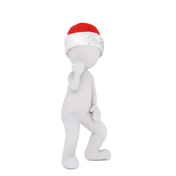 Figurine illustrée en 3D solitaire portant un chapeau de Père Noël — Photo