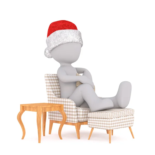 3D hombre ilustrado se sienta en silla de salón a cuadros — Foto de Stock