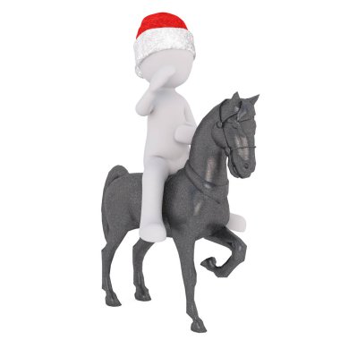 3D Süvari ya da bir Noel şapka saluting içinde asker