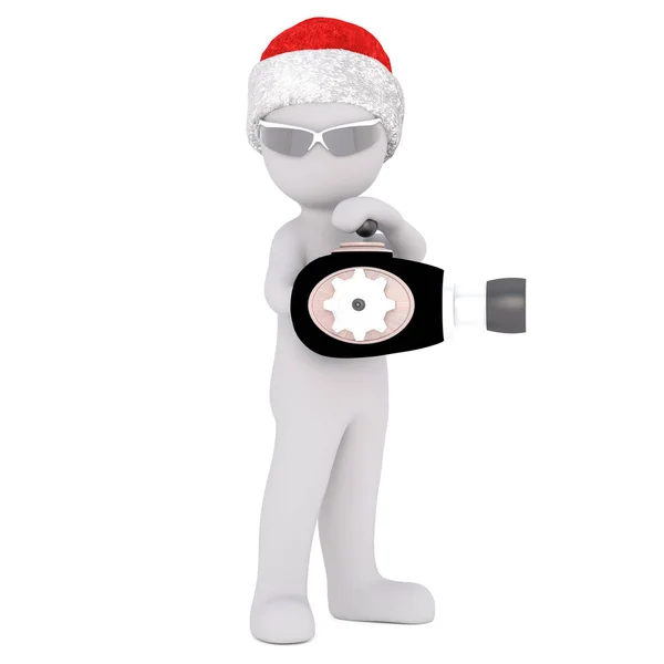 在圣诞老人的帽子和射线枪玩 3d 香椿 — 图库照片