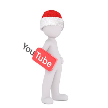 Noel Baba şapkası Youtube işareti ile 3D çizgi