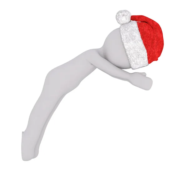 Festive 3d man in a Santa hat diving in for a swim — Stock Photo, Image