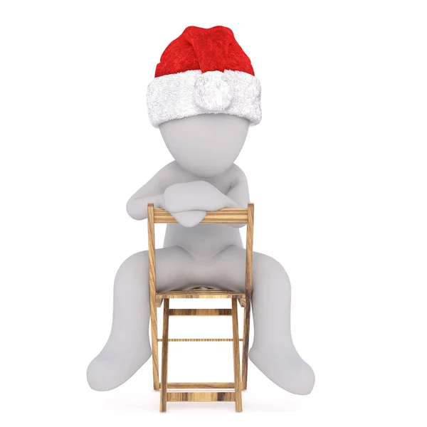 3D-Mann sitzt entspannt auf einem Klappstuhl — Stockfoto