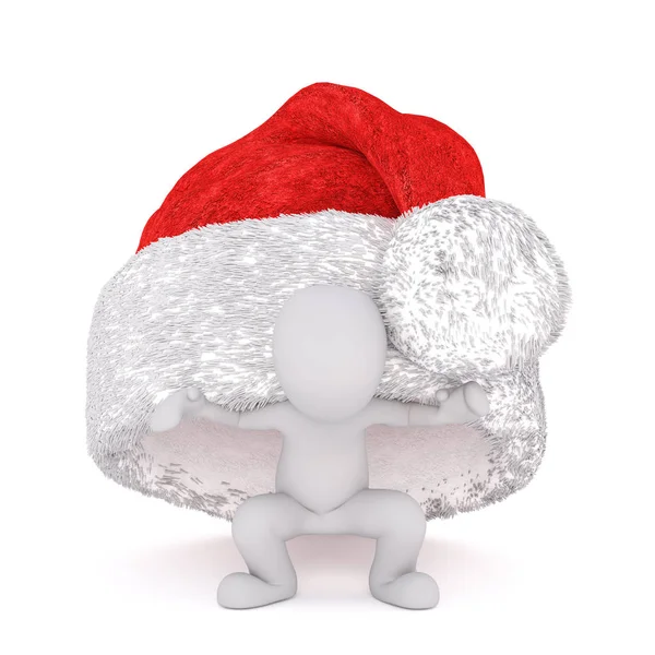 Petit 3d amusant se cachant sous un chapeau de Noël — Photo