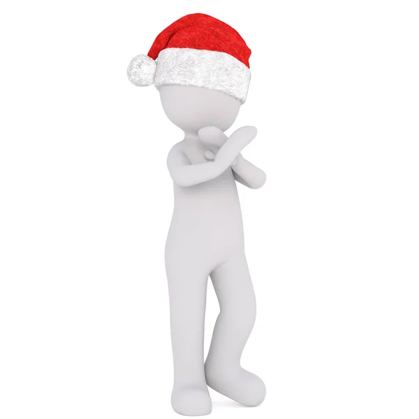 3d toon in Santa hat with crossed arms — Stock Photo, Image