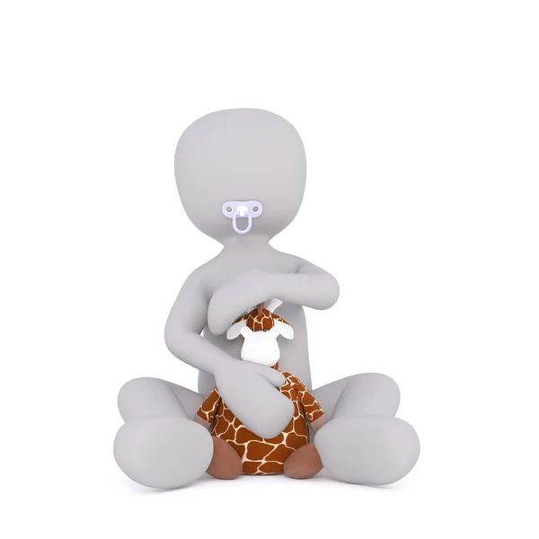 젖꼭지와 3d 렌더링 된 남자 아기의 클로즈업 — 스톡 사진