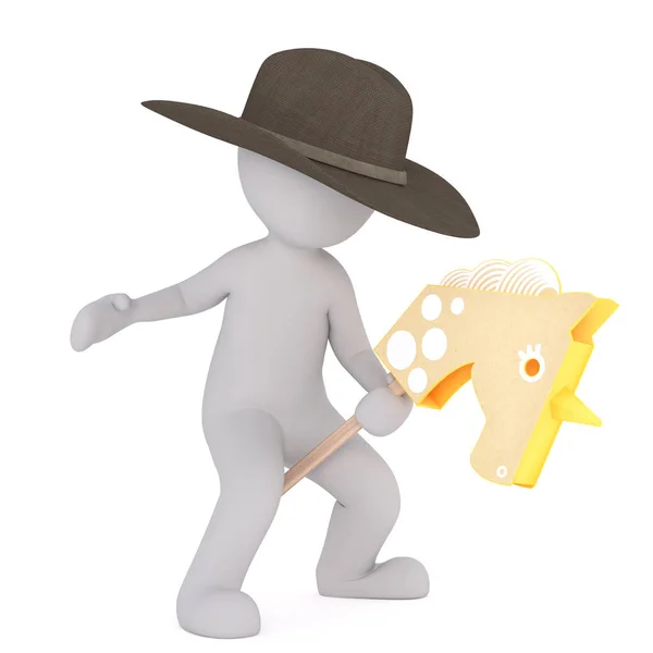 Desenho animado 3D figura usa chapéu de cowboy cinza — Fotografia de Stock
