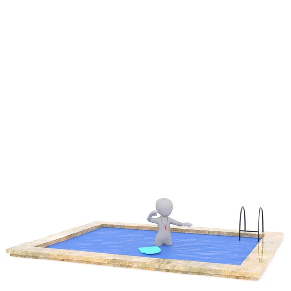 Figura renderizada em 3D fica na piscina de terra — Fotografia de Stock