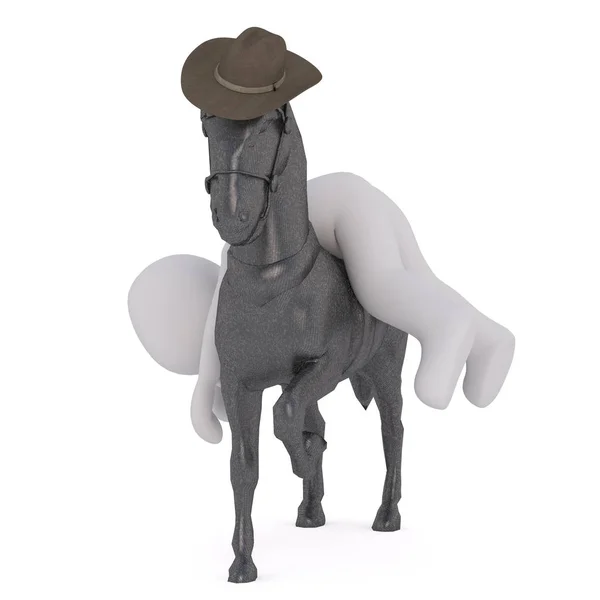 3D cartoon male figure passed out on his horse — Stock Photo, Image