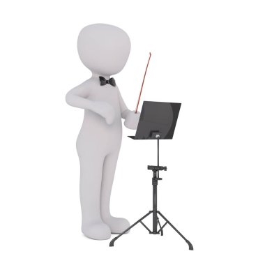 Çizgi film orkestra şefi Baton ile stand